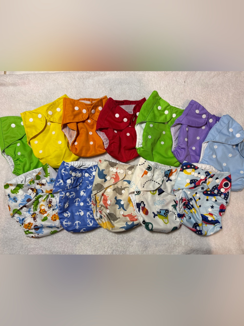 Assorted Colorful Reusable Cloth Diapers & Inserts